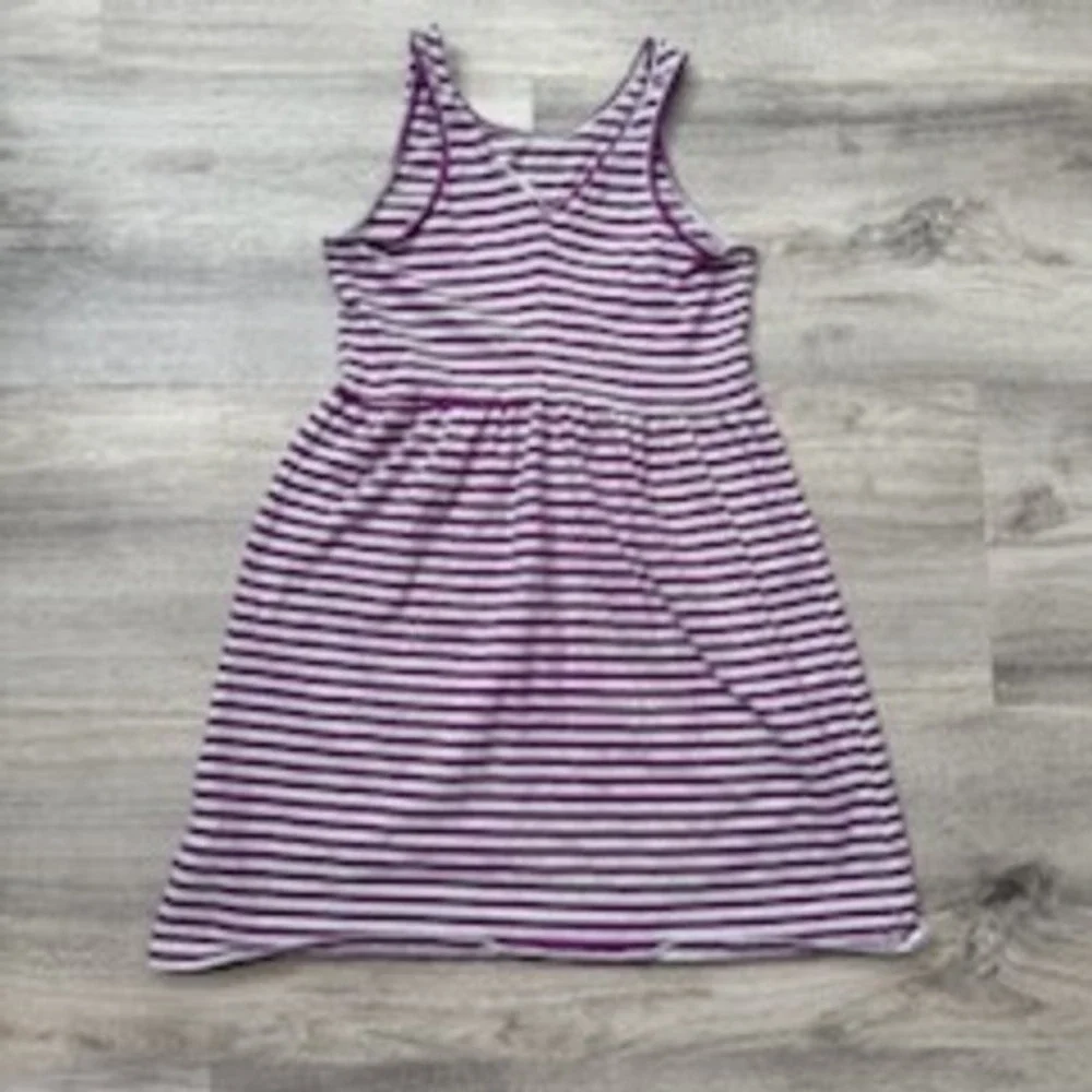 Old Navy Girls Striped Dress Purple White Sleeveless Casual Kids Size M (8)